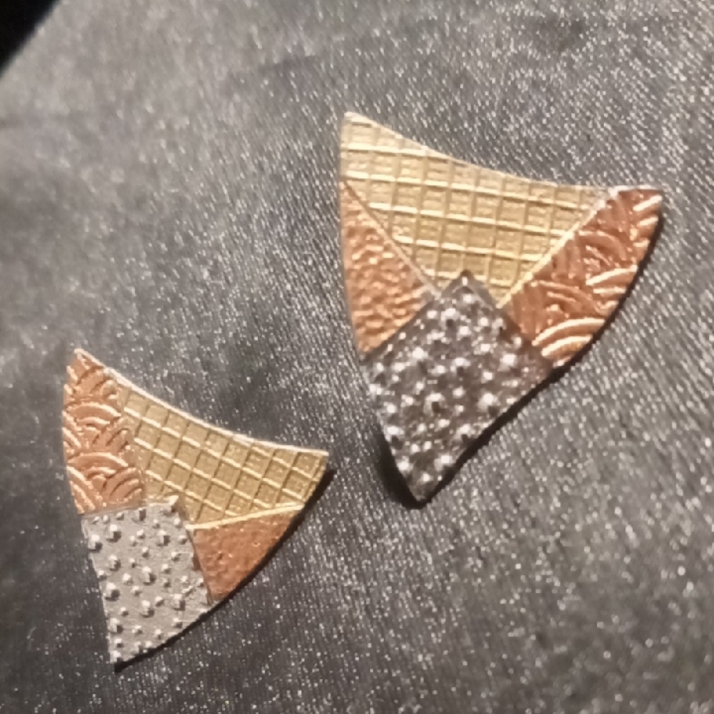 JJ Designer Earrings  Gold ,Silver & Copper Tone Geometric Earrings